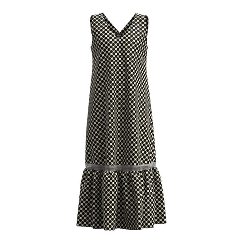 Abito Donna GIANNI Midi a pois con scollo a V Nero EMME MARELLA- Francavilla Moda